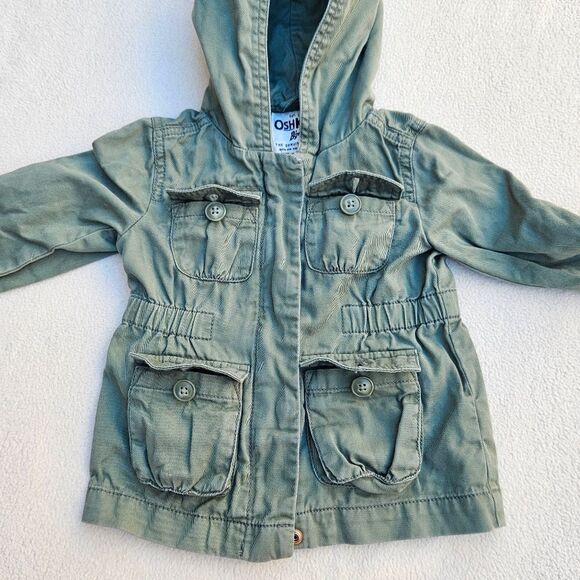 OshKosh B'Gosh Army Green Hooded Utility Jacket Size 2T - Picture 5 of 12